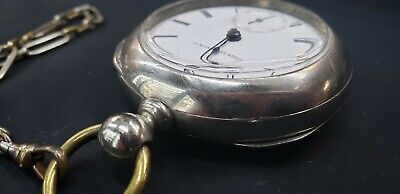 1877 Elgin Half Hunter Silverine 7 Jewel Model 1 Key Wound Pocket Watch