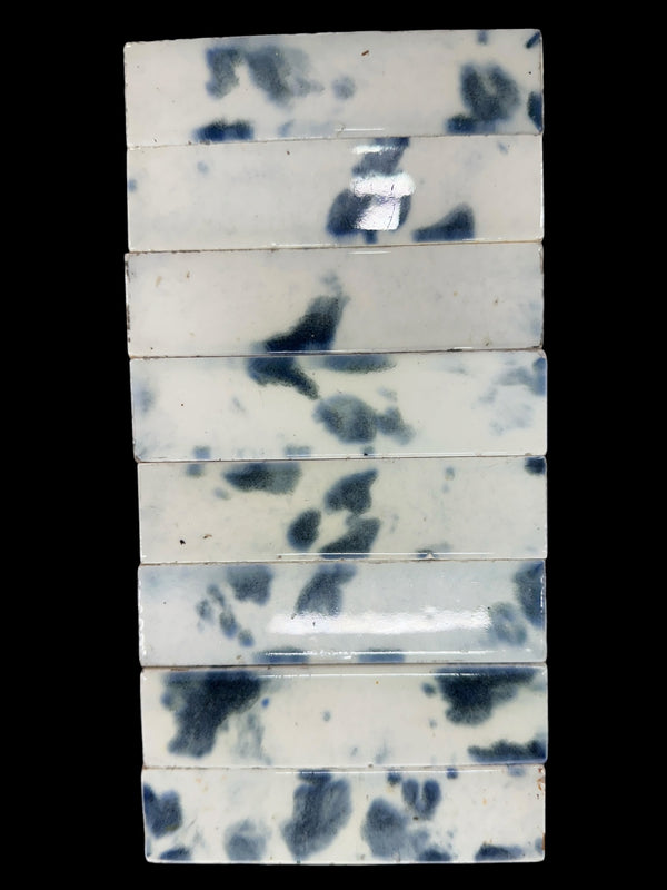 Early 20th Century C. Pardee 4.25" x 1" Blue Mottled Fireplace Tile Set GA20857