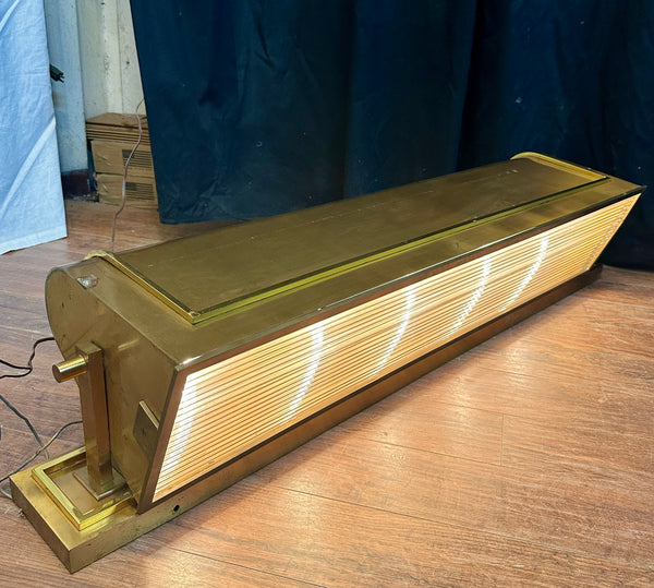 Antique Art Deco Brass Plated & Glass Rod Theater Light Fixture Pair GA20548