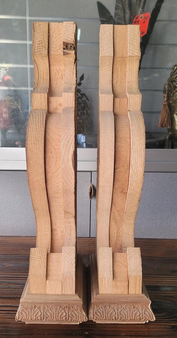 Pair of 3 Layered Wooden Corbels 16 1/2" T x 6 1/4 D x 3 3/4" GS00941