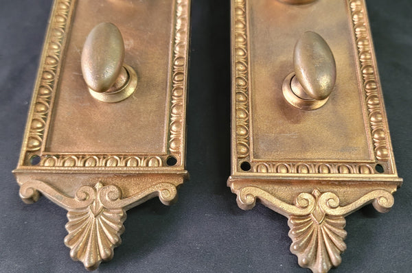 Egg & Dart Bronze Door Knob Back Plates 10 3/4" x 2 3/4" GS01096