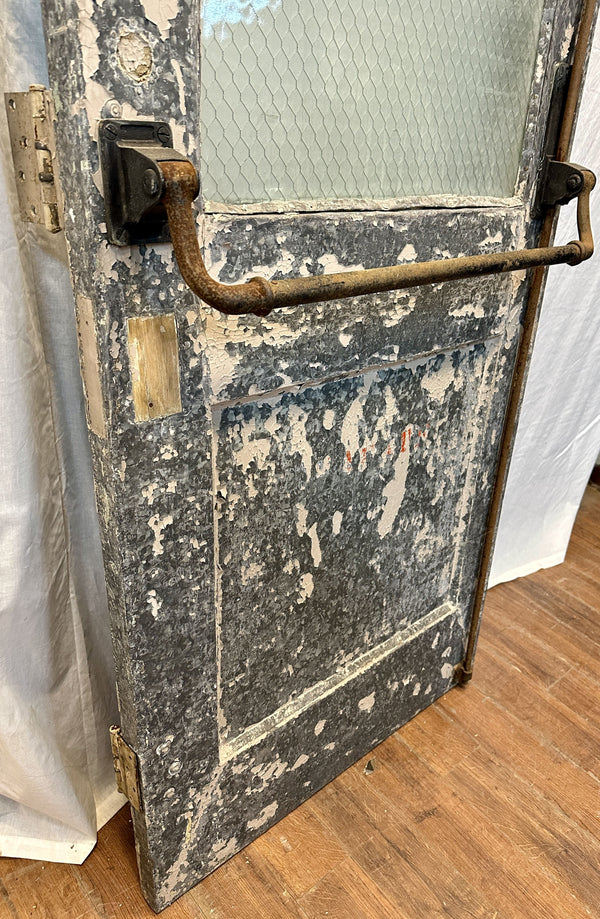 1-Pane Steel Door w/ Chicken Wire Glass & Push Bar GA20551