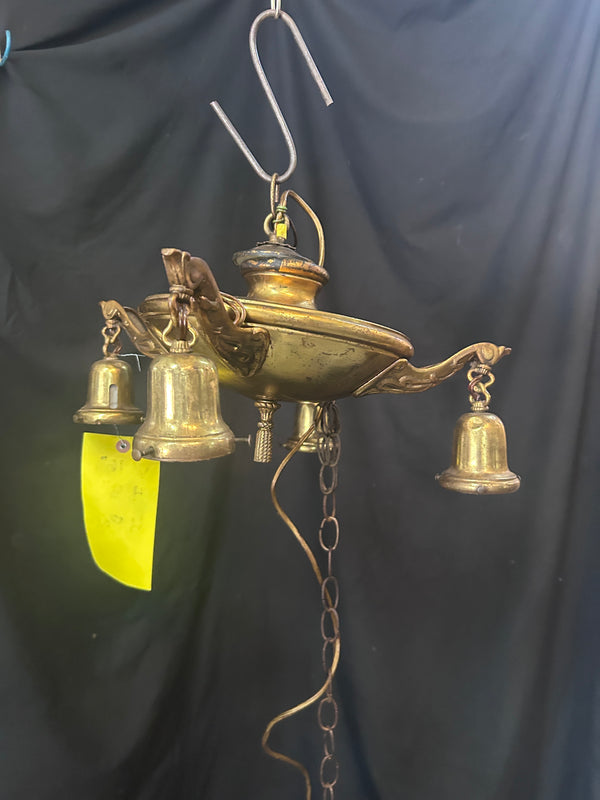 4 Light Brass and Metal Chandelier 8"x16" GS010952