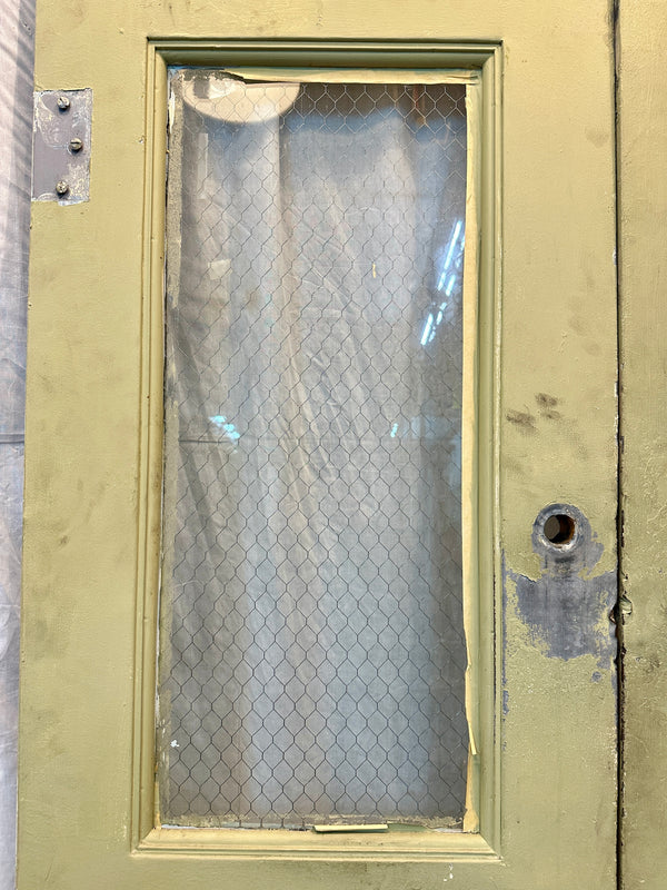 1-Pane Painted Steel Double Doors w/ Chicken Wire Glass GA20576