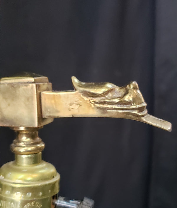 1900's 4 Light Brass Chandelier w/ Brass Chain Accents & Shades 24"x 44" GS00976