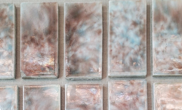 Set of 51 Glazed Fireplace Tiles w/ Mottled Design 4" x 2" GS010942