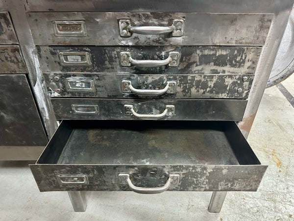 Industrial Salvaged Butcher Block & Steel Work Table GA20813