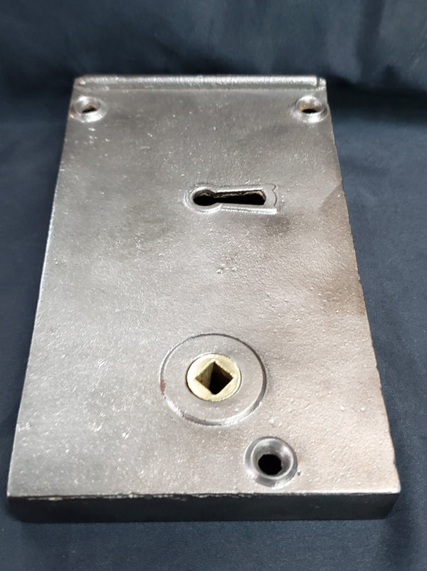 Restored Right Side Cast Iron Rim Lock with Keeper 6 9/16" x 4" GS00868