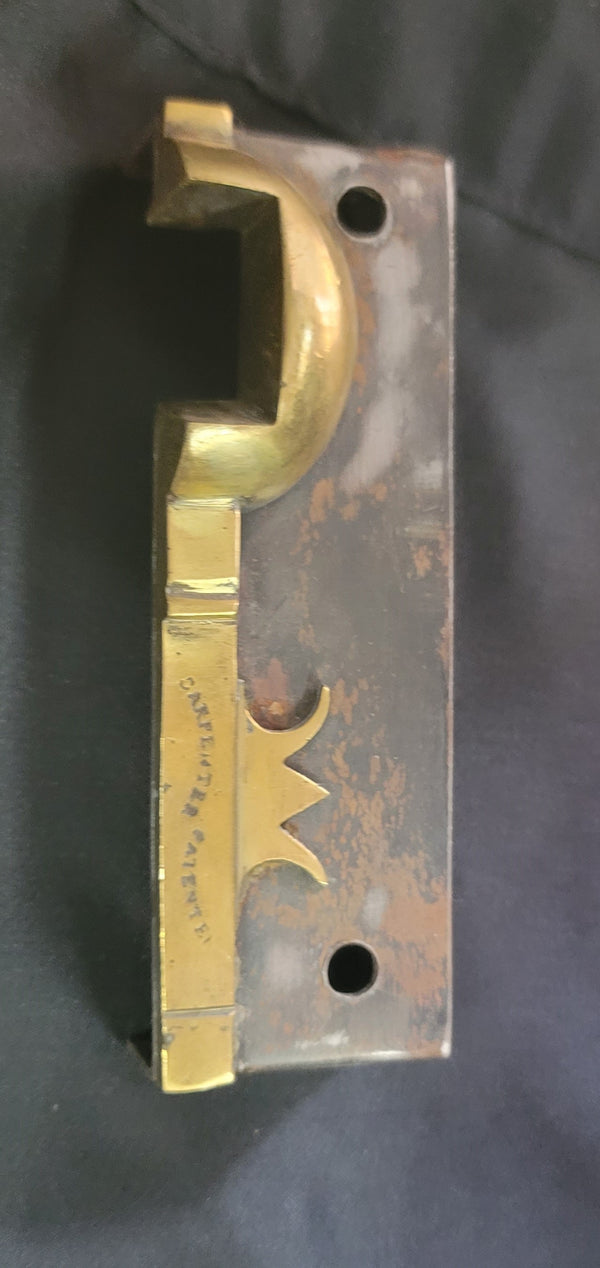 Restored Right Side Carpenter #60 Rim Lock Set w/ Keeper & Key 6" x 4 1/4" GS00987