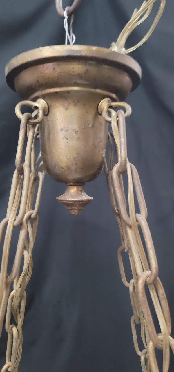 Vintage 5 Light Brass Chandelier w/ Center Shade 24" T GS00971