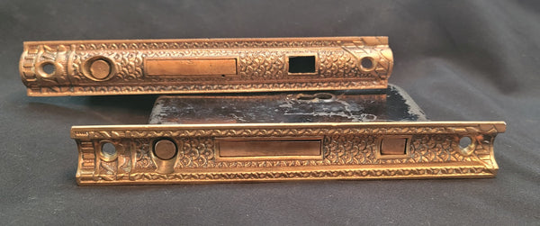 Restored Ornate Eastlake Pocket Door Lock Set 7 1/2" GS00643