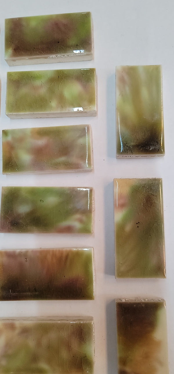 Vintage Lot of 24 Old Bridge Ceramic Glazed Fireplace Tiles 3" x 1 1/2" GS00674