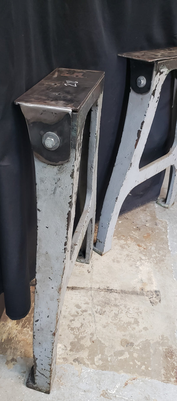 Pair of Cast Iron Factory Machine Legs 28 1/2" T GS00692