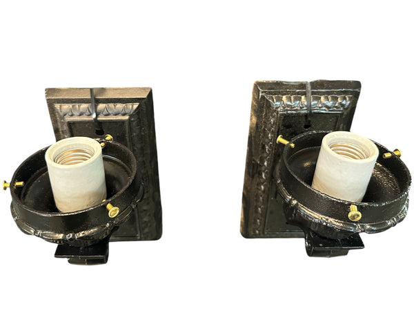 Restored Antique Cast Iron Wall Sconce Pair GA20684