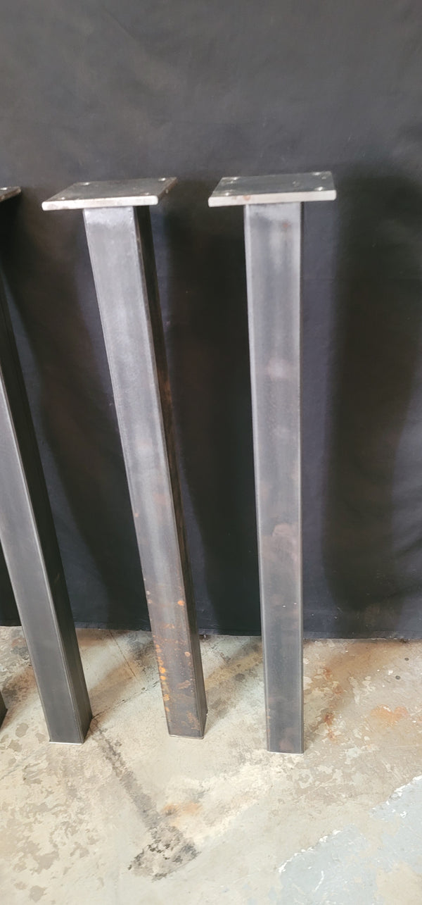 Custom Steel Table Legs w/ 4" Square Top & Adjustable to Height 29" T GS00687
