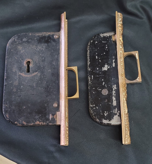 Restored Victorian Pocket Door Lock Set 5 1/2" T x 3 5/8" D GS00929