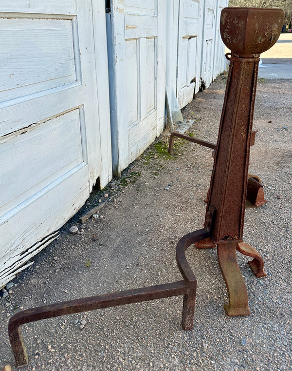 Large Antique Cast Iron Fireplace Andiron Pair GA20527