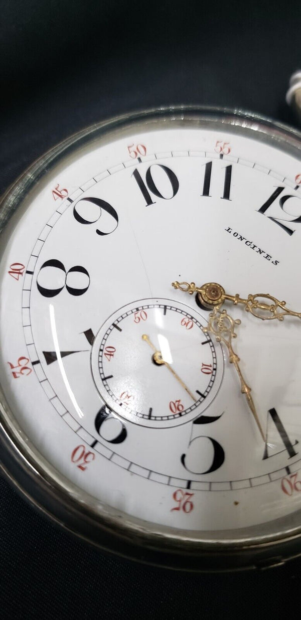 1939 Longines 3" Train Conductor Watch with Ornate Gold Filigree Hands