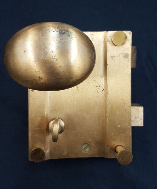 Brass Ship Rim Lock with Oval Knob