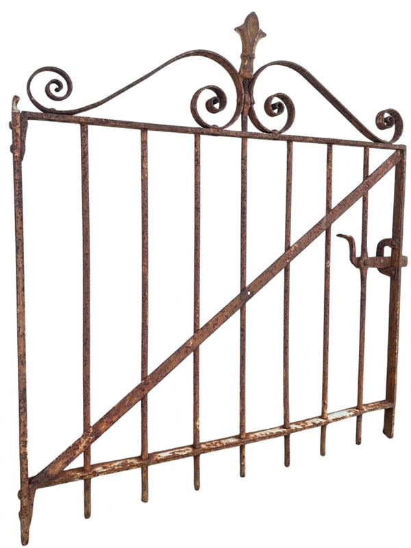 Antique Wrought Iron Arch Top Garden Gate - 34.5" W x 37.5" T - GA20973