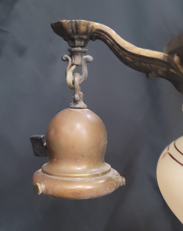 Vintage 5 Light Brass Chandelier w/ Center Shade 24" T GS00971