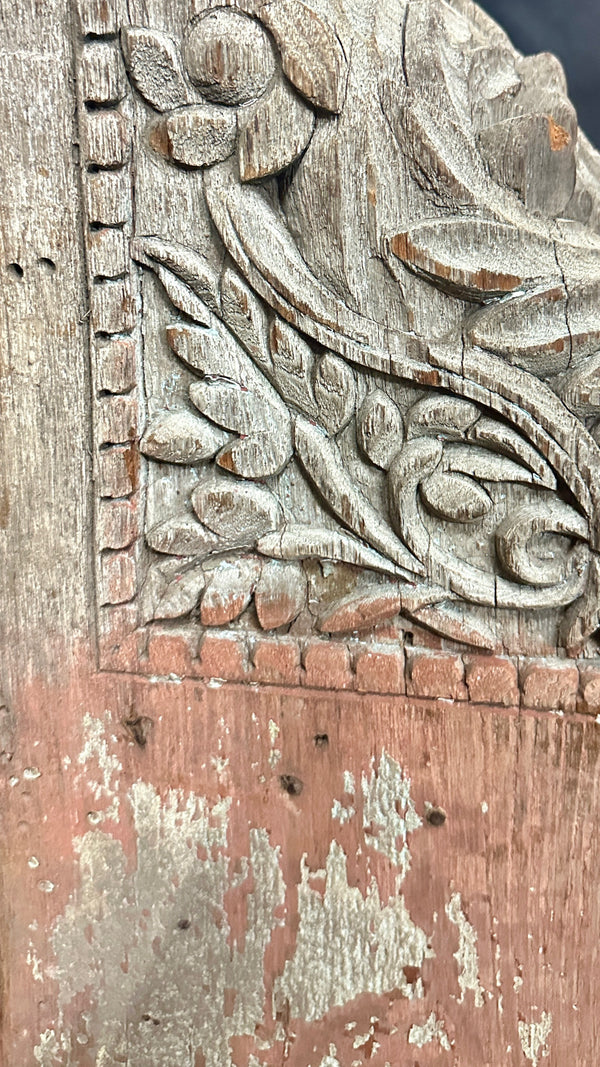 Antique Primitive Hand-Carved White Oak Newel Post Pair GA20529