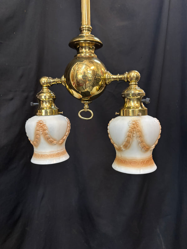 Brass 2-Light Chandelier with Shades GA21193