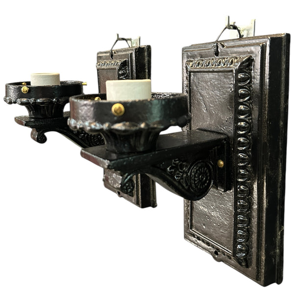 Restored Antique Cast Iron Wall Sconce Pair GA20686