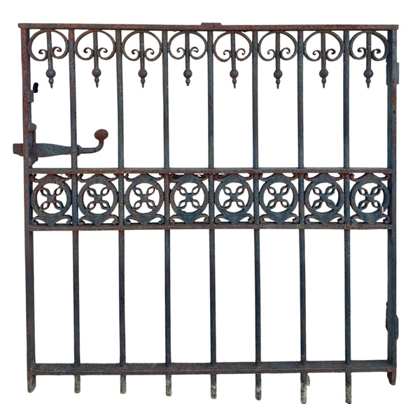 Antique Wrought Iron Victorian Style Garden Gate - 39" W x 39.75" T - GA20972