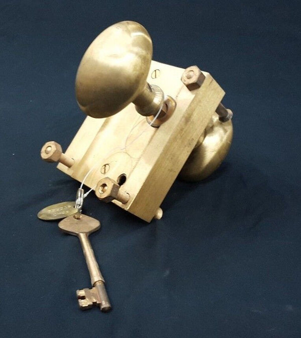 Brass Ship Rim Lock with Oval Knob and Key "Bond Store" Fob