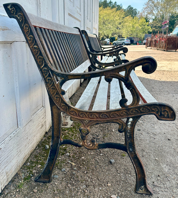 Vintage Cast Iron & Wood Park Benches - 2 Available - GA20854