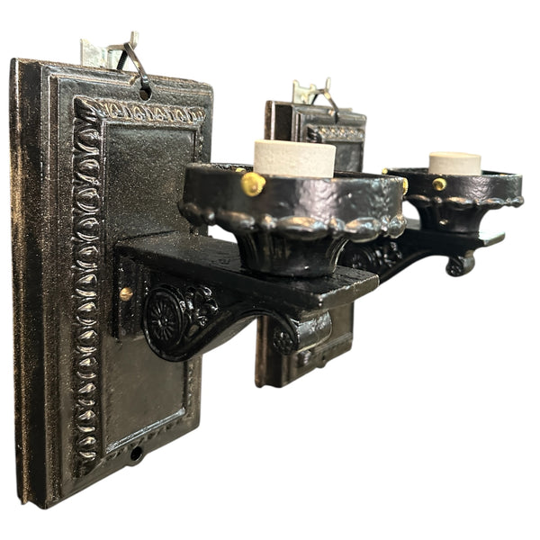 Restored Antique Cast Iron Wall Sconce Pair GA20686