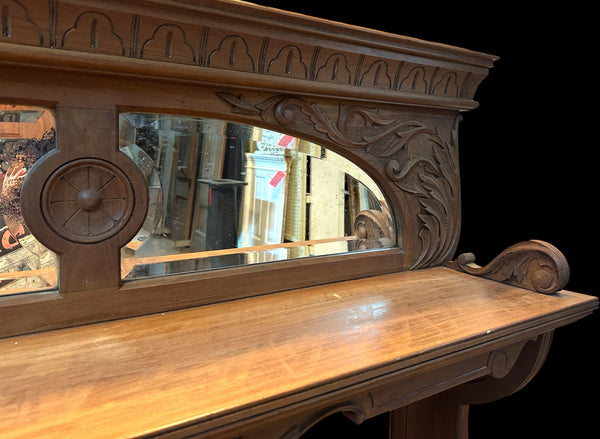 Arts&Crafts Style 2-Tiered Mantle Top w/ Mercury Glass Mirrors GA20380