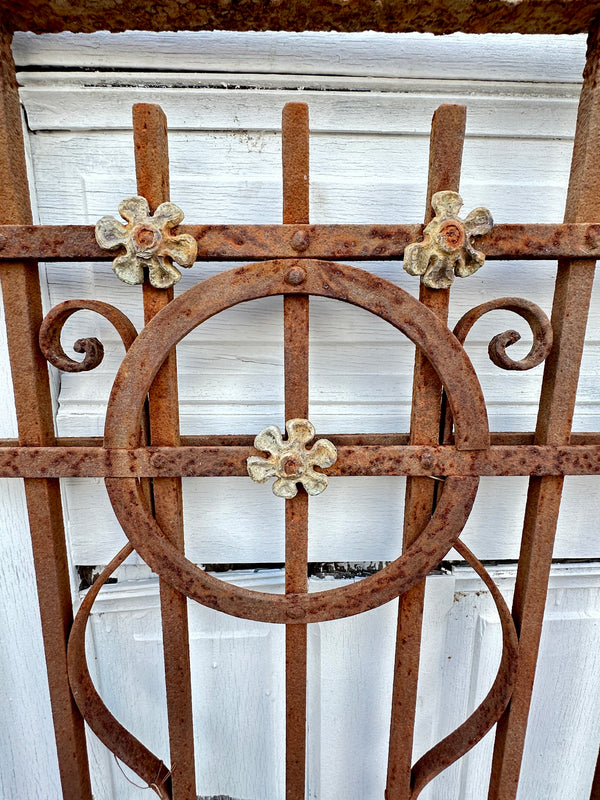Antique Iron Garden Gate w/ Floral Accents GA20402
