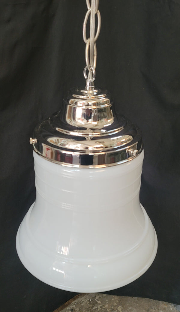 Restored Art Deco Pendant Light w/ Bell Shaped Bullseye Shade GS01056
