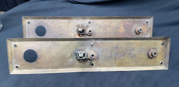 Pair of Large Brass Door Backplates with Thumb Latch & Curved Handles GA9753