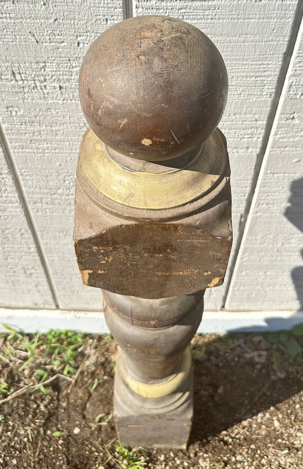 Heart Pine Wood Turned Newel Post w/ Ball Top GA20416