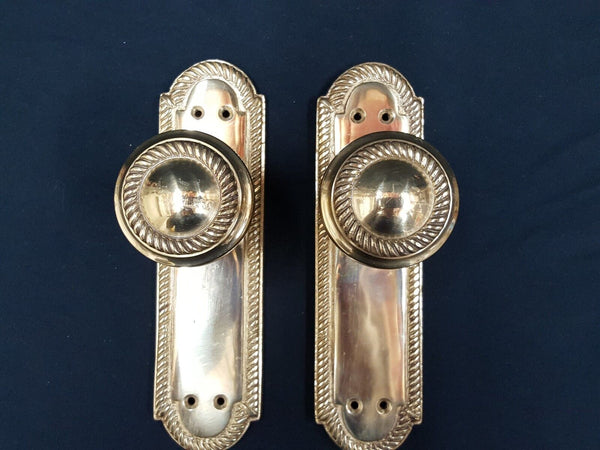 Pair of Georgian Style Solid Brass Dummy Knobs w/ Backplates GS00734