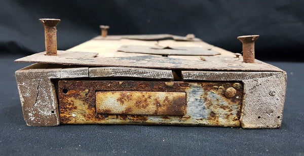 Late 1700's Wood & Iron Rim Lock 10" x 5 3/8" x 1 1/4" GS00902