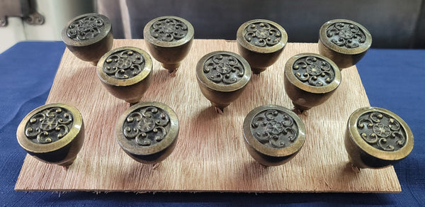 Vintage Set of 11 Art Nouveau Furniture/Cabinet Knobs w/ Screws GS00670