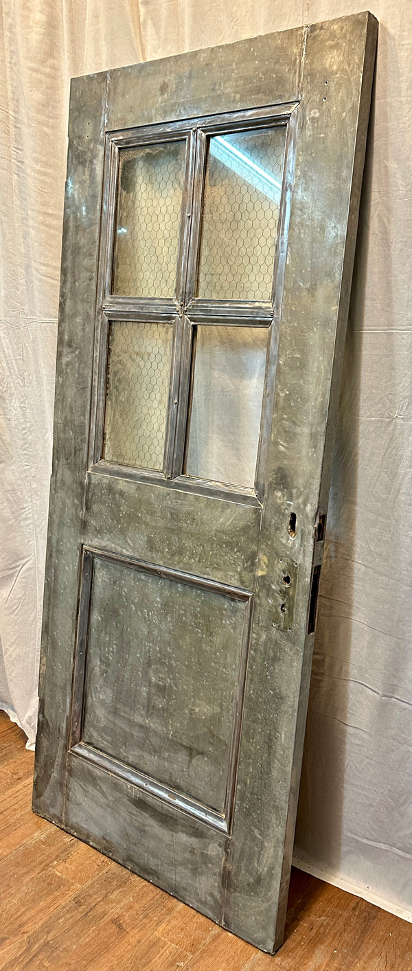 4-Pane 1-Panel Galvanized Steel Door w/ Chicken Wire Glass GA20555
