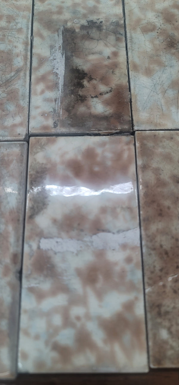 Lot of 109 Mottled Brown & Cream Fireplace Tiles GS010947