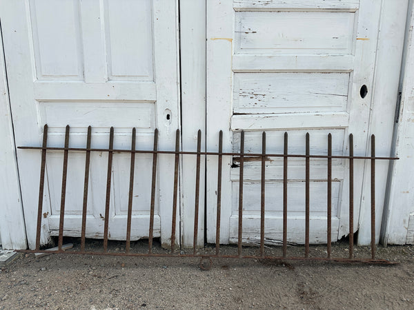 Antique Wrought Iron Picketed Fencing - 7 Ft Long x 27.75" Tall - GA21002