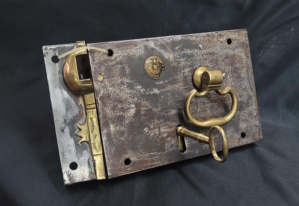 Restored 1800s Left Carpenter #60 Lock Set Key Keeper & More 7"x 4 3/4" GS00867