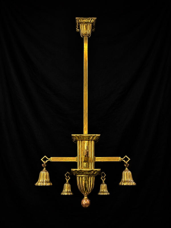 4 Light Brass Chandelier AS IS GS010984