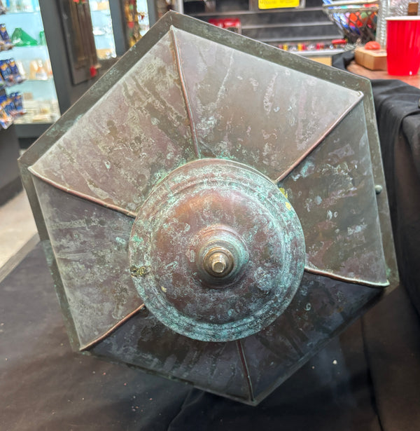 Riveted Copper Lamp Post Light with Green Patina GA21522