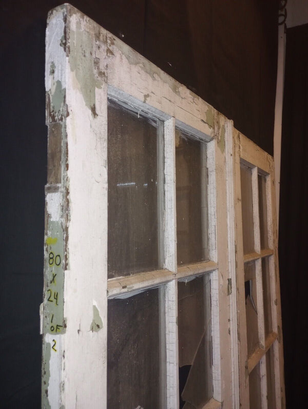 Pair of 8 Pane & Wood Narrow Exterior French Doors 24" x 79 1/2" GA-S037