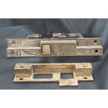 Ornate Eastlake Victorian Rabbeted Mortise Lock w/ Keeper 4 7/8" x3 1/2" GA2002