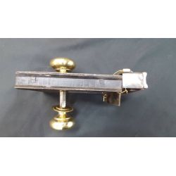 Restored Carpenter Rim Lock Set w/ Knobs Key & Keeper 5" x 4 1/4" GA4378