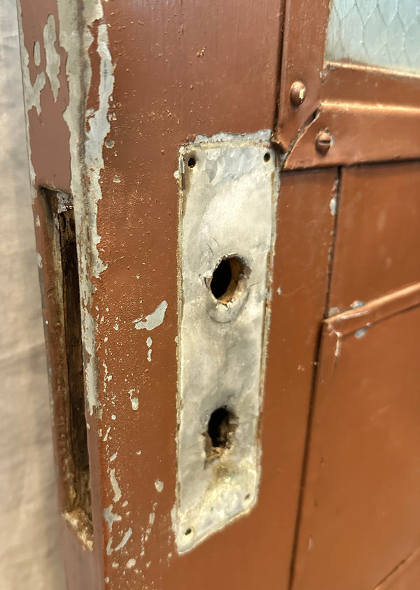 1-Pane Steel-Clad Patchwork Door w/ Striated Chicken Wire Glass GA20562